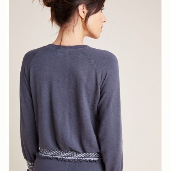 New Anthropologie Monrow Smocked Raglan Sweatshirt - Picture 2 of 7